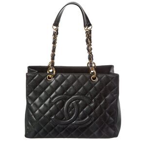 Chanel Black Caviar Leather Grand Shopping Tote (Authentic Pre-Loved)